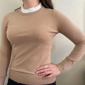 Ann Taylor Petite Mixed Media Ruffle Neck Sweater